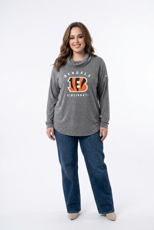 Nike Tops - Nike Heather Charcoal Cincinnati Bengals Raglan Funnel Neck Pullover Hoodie XXL